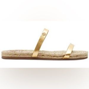 Women's Tory Burch Metallic Two-Band Flat Espadrille Slide